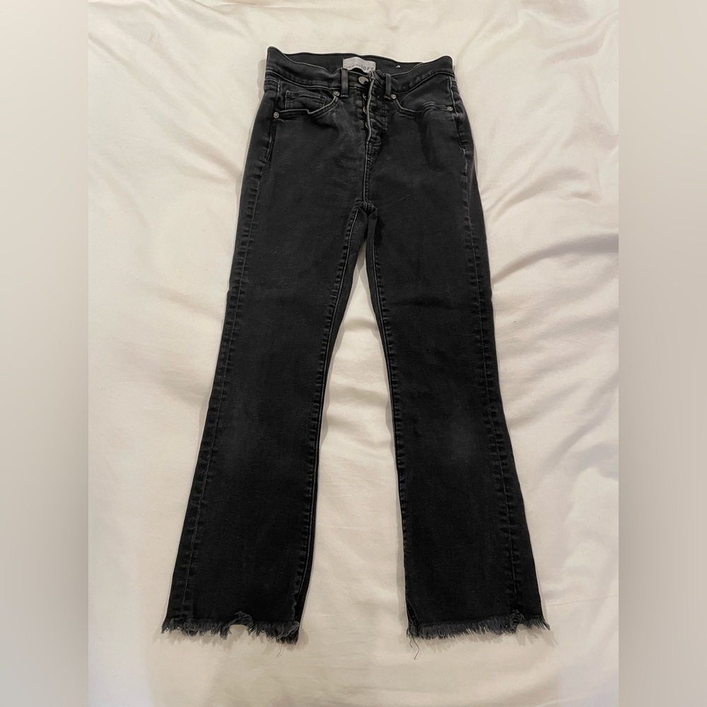 Loft Raw Hem Petite Black Wash Jeans